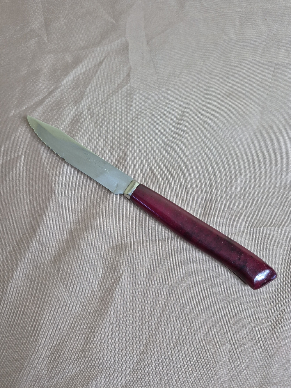 Vintage Kut-all Serrated Paring Knife Cherry Red Bakelite Handle